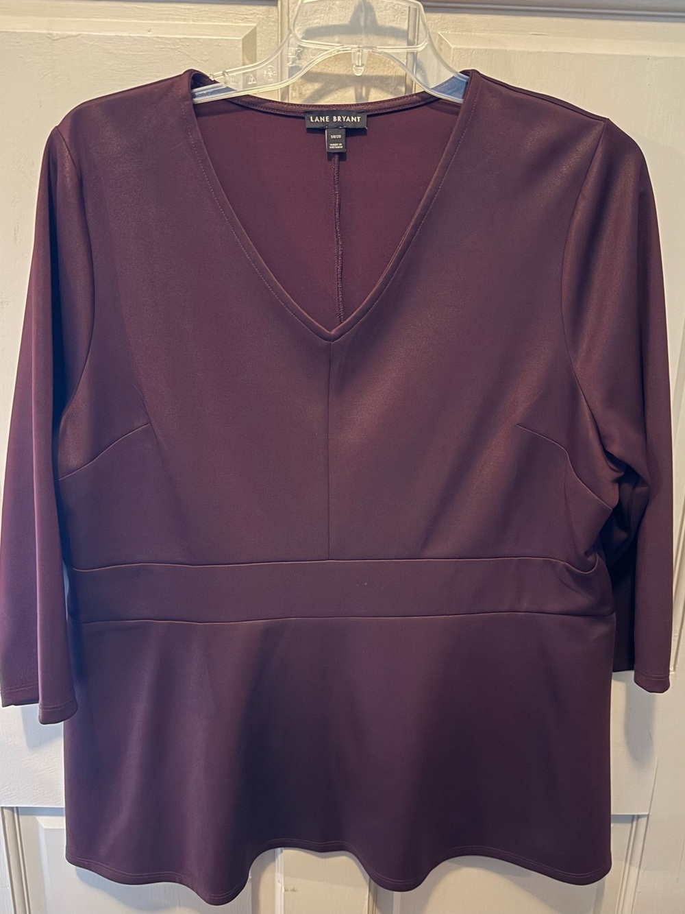 Lane Bryant V-Neck Peplum Long Sleeve Top